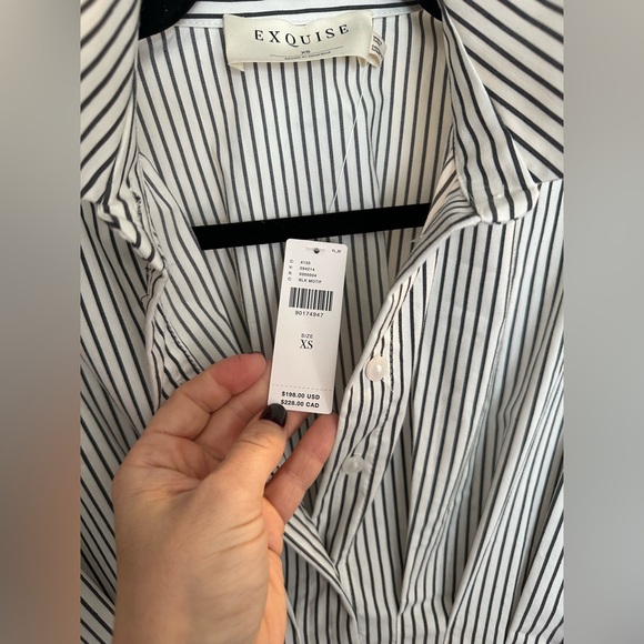 Anthropologie Black and White Striped Maxi Dress NWT XS - Picture 2 of 4